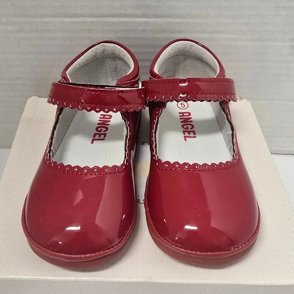 Angel Baby Red Patent Leather Scalloped Mary Jane Shoes Toddler Size 5 NWT